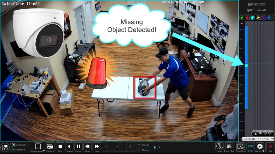 AI Security Camera: Missing Object Detection Recording and Alarm