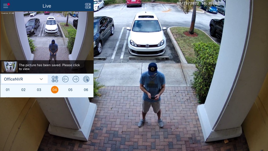 Mobile App Security Camera Snapshot